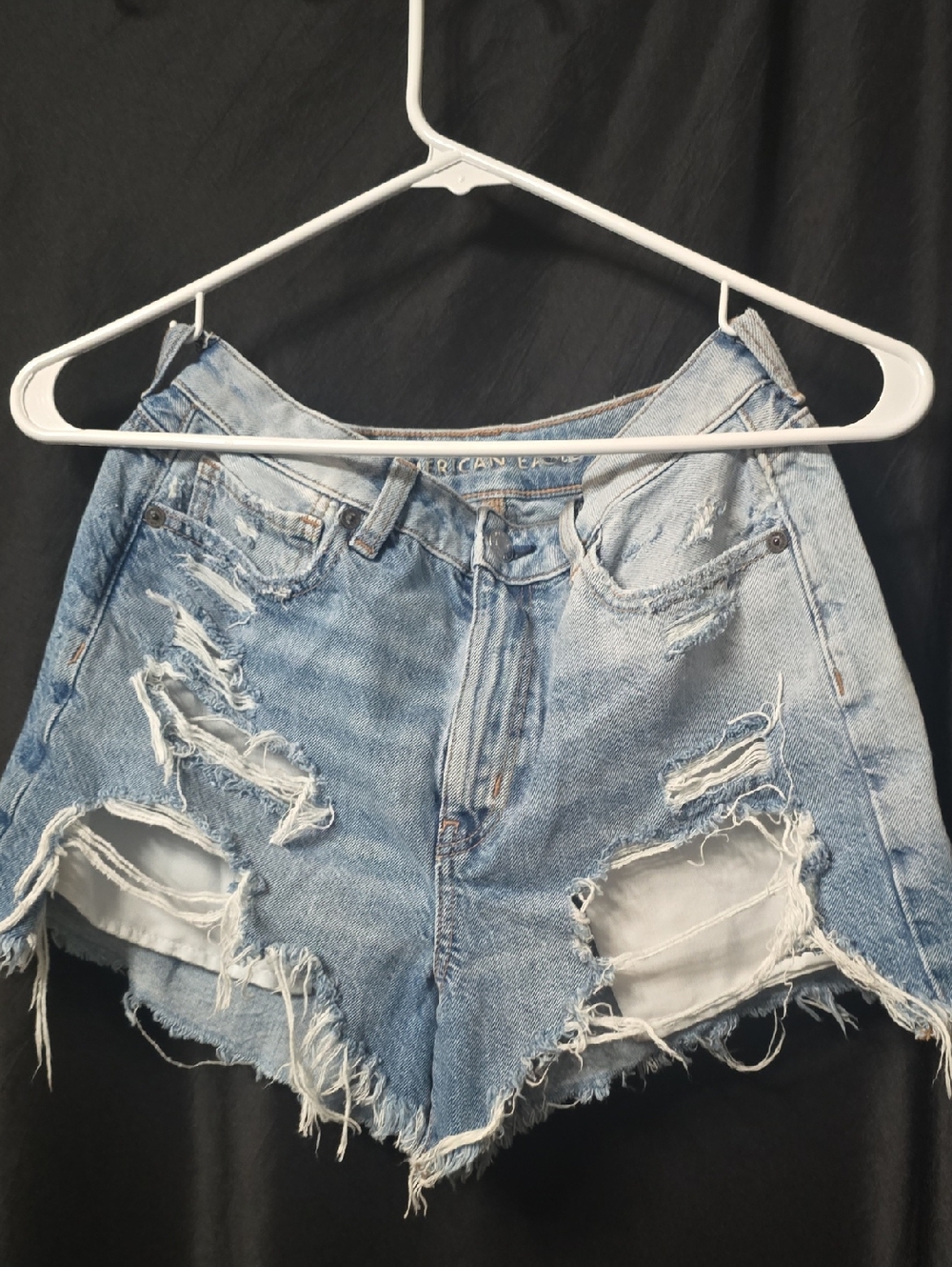 High-Rise Light Wash Distressed Denim Shorts - American Eagle Outfitters